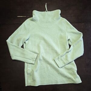 L.L. Bean Women's Quilter Sweater in Light Green Mock Neck Size Medium